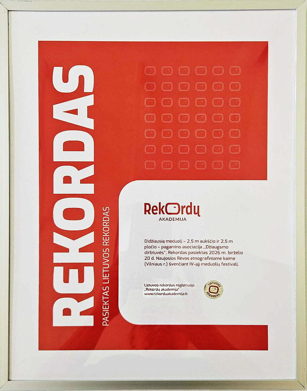 Lietuvos rekordas — didžiausias meduolis 2,5×2,5 m, 2026